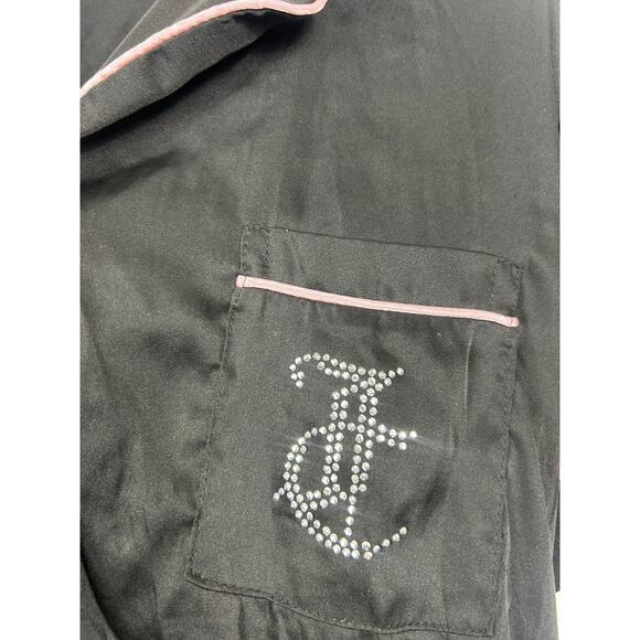 Juicy Couture Women's 2 Piece Pajama Bling Set Black Sz XL Y2K Style Loungewear - Picture 5 of 10